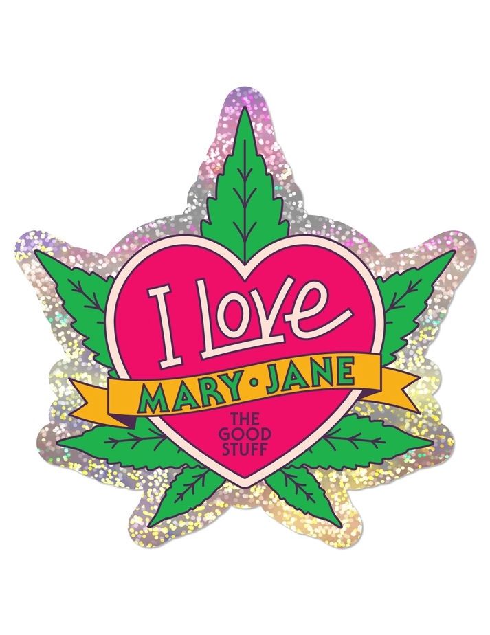 I Love Mary Jane Glitter Sticker