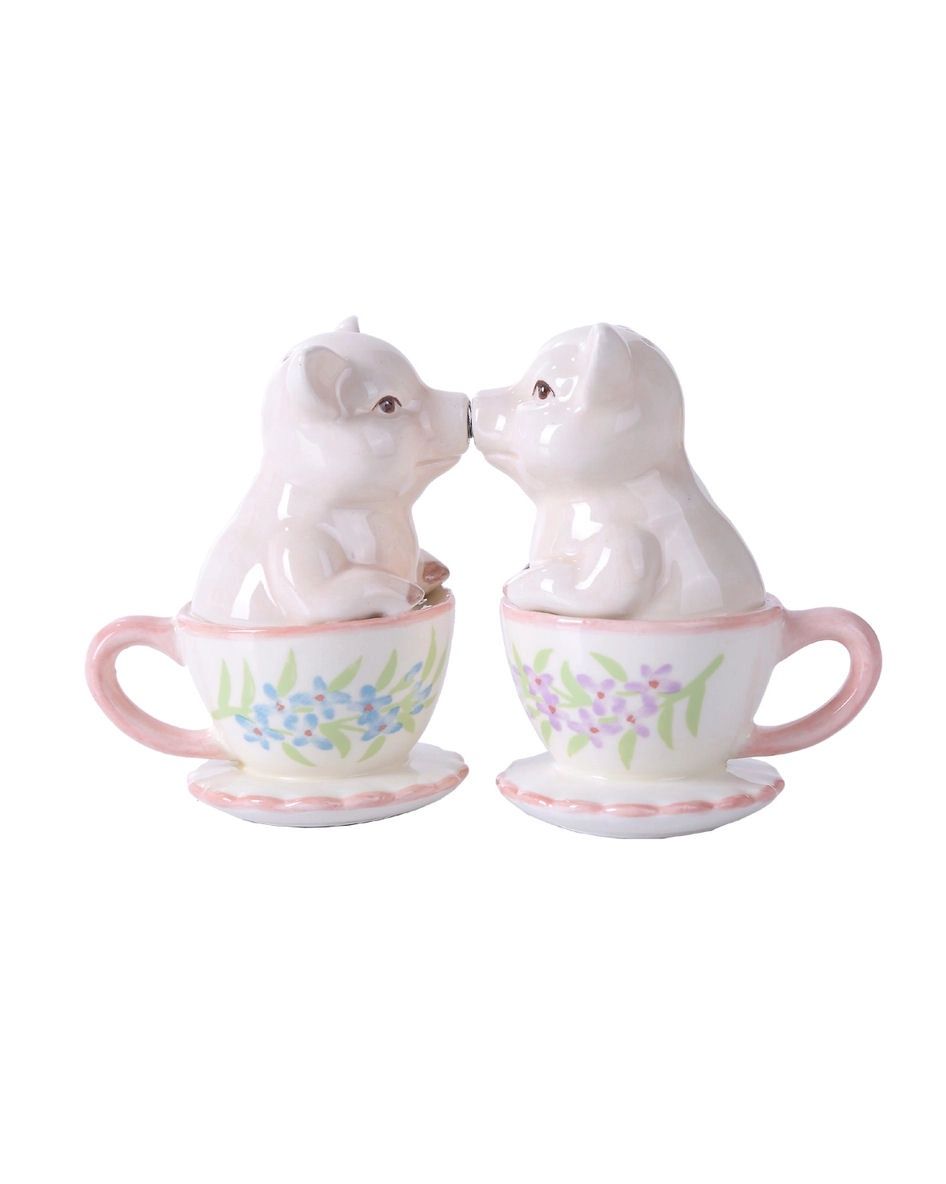 Kissing Pigs In Teacups Salt And Pepper Shaker Set