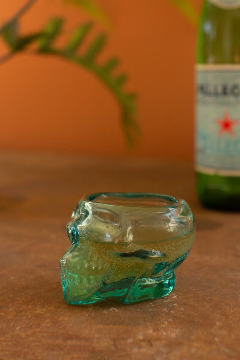 Skull Blue Green Shot Glass