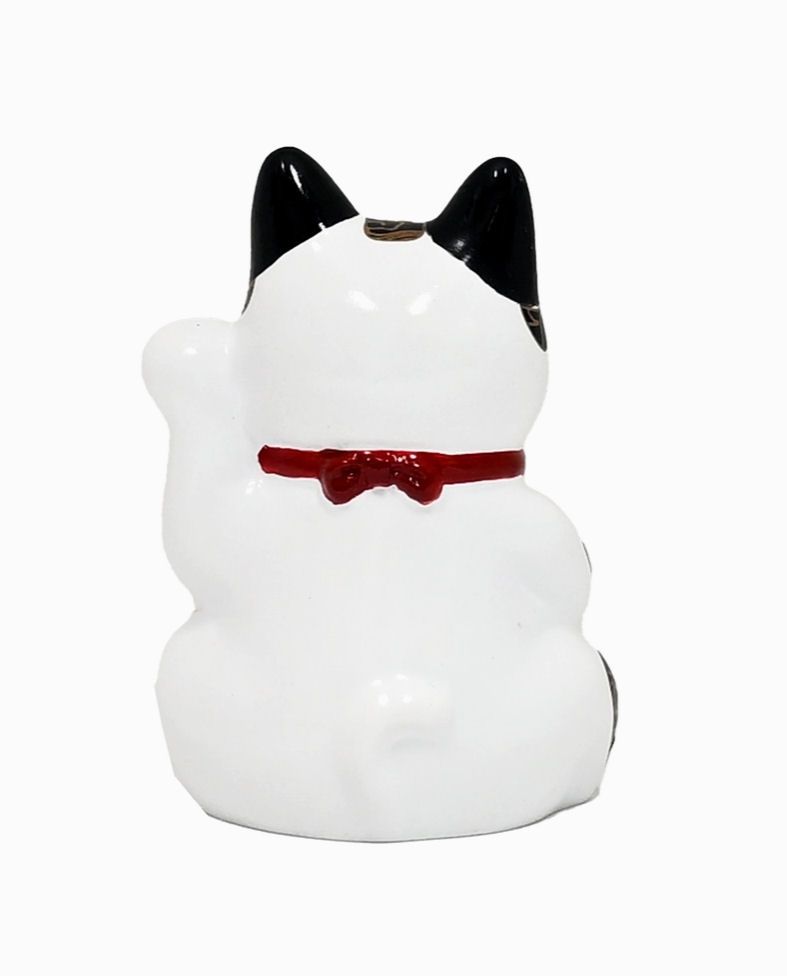 White Prosperity Lucky Cat Happineko 3.5 Inches