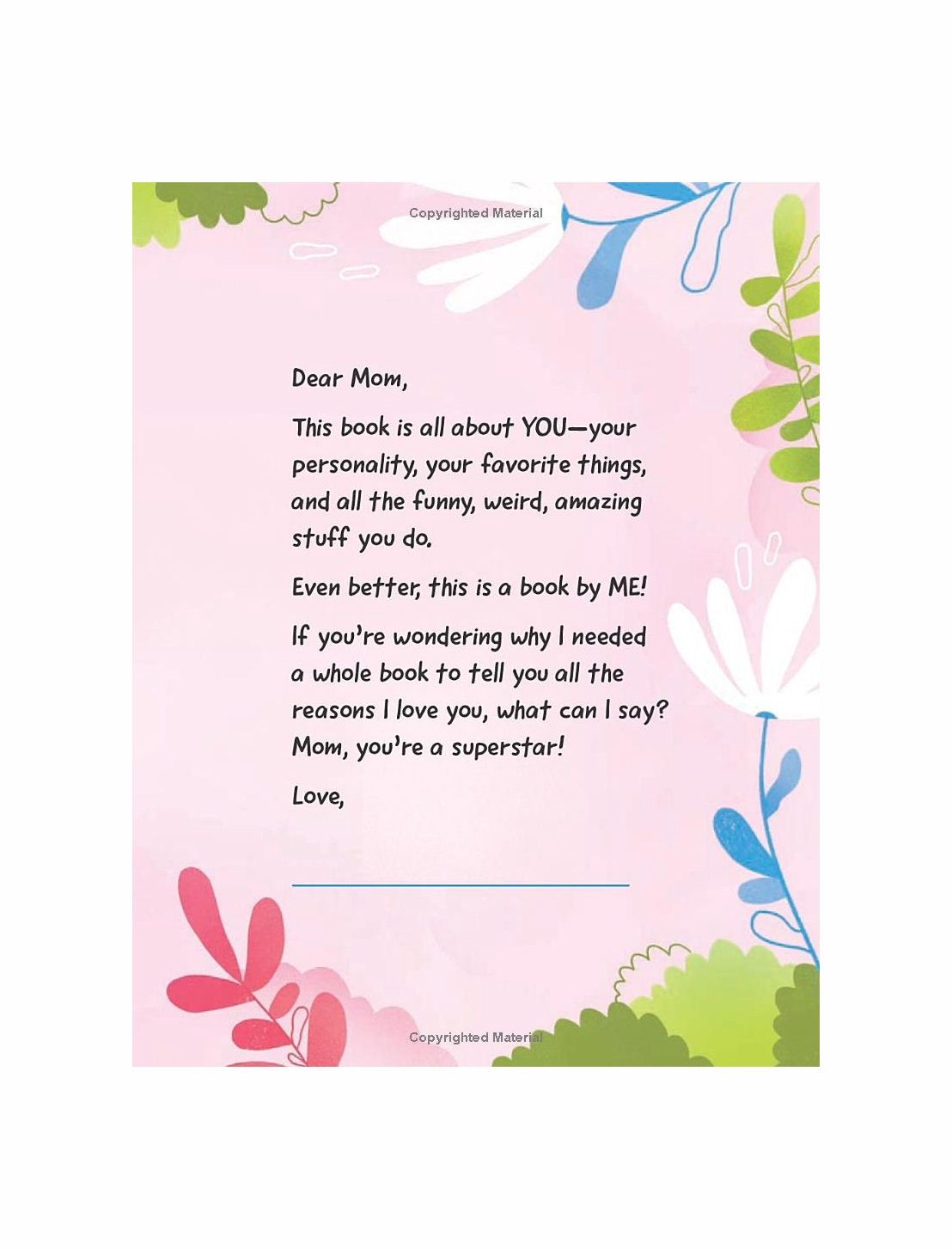A Book About Mom With Words And Pictures By Me Hardcover Book
