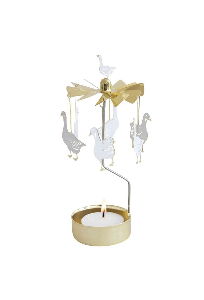 Silver And Gold Garden Geese Rotary Candleholder