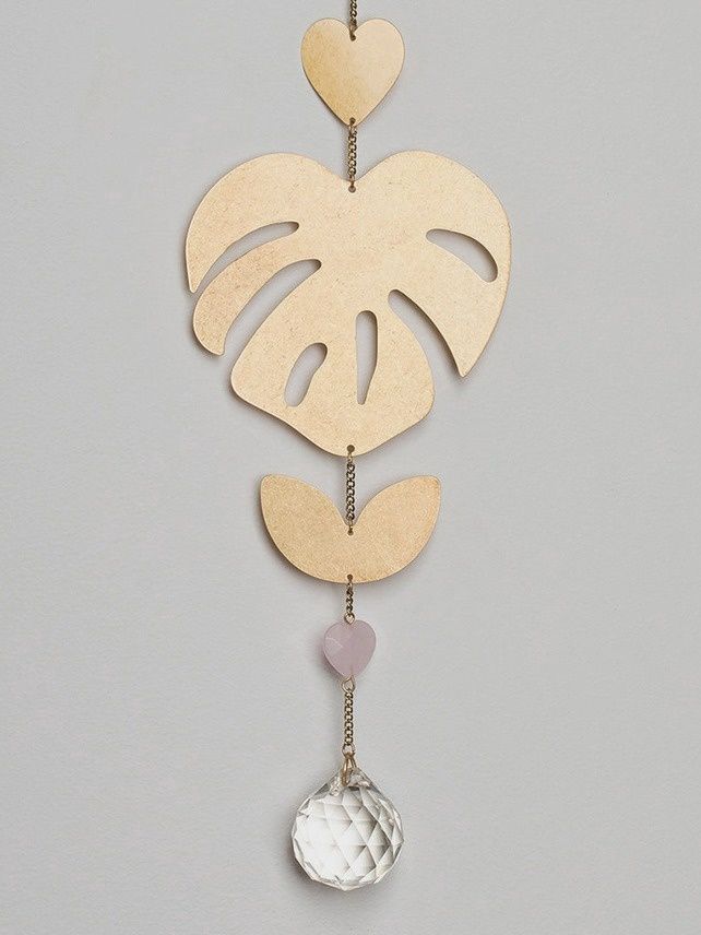 Monstera Leaf Rose Quartz Suncatcher
