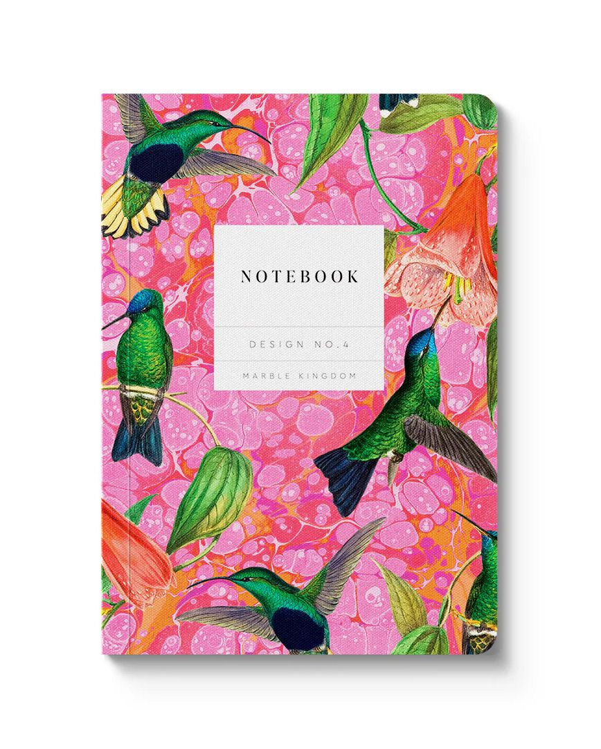 Marble Hummingbirds Premium Paperback A6 Notebook
