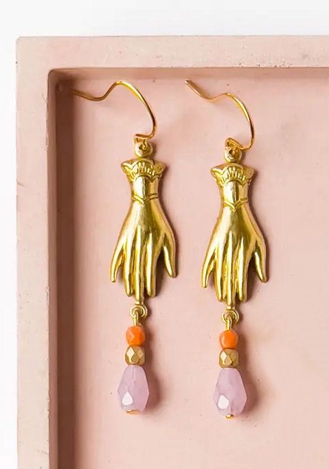 Hand Charm Lilac Earrings