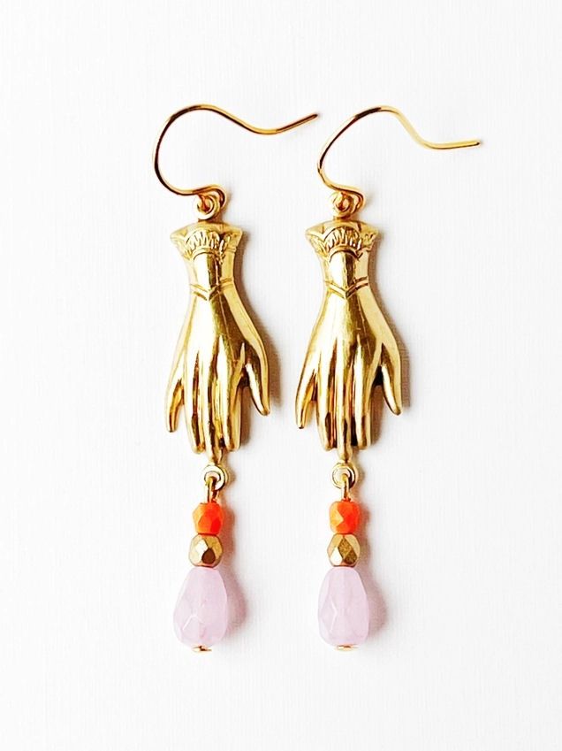 Hand Charm Lilac Earrings