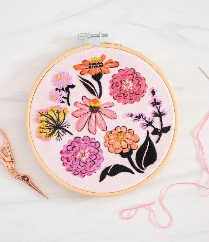 Zinnia Embroidery Kit