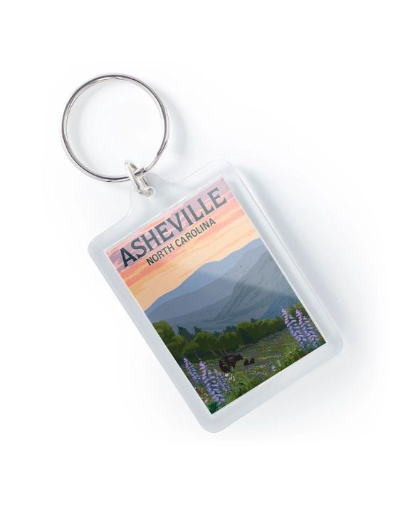 Asheville, North Carolina Bears With Flowers Keychain