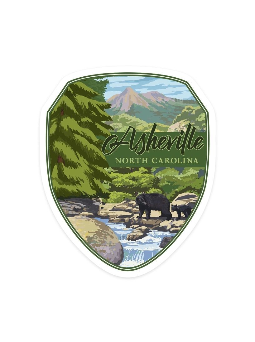 Asheville, North Carolina Black Bears And River Sticker