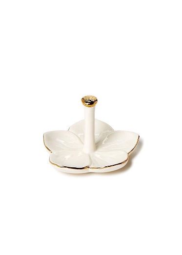White Flower Ceramic Ring Holder