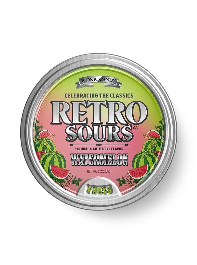 Retro Sours Watermelon Tin Candy