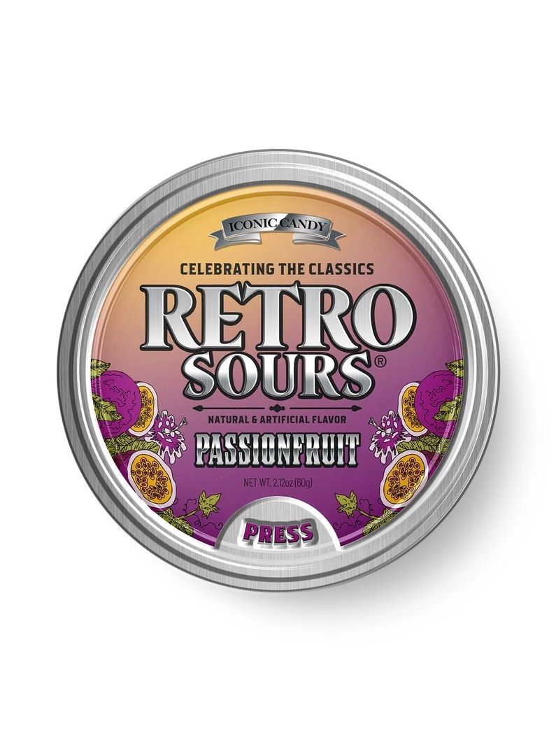 Retro Sours Passion Fruit Tin Candy