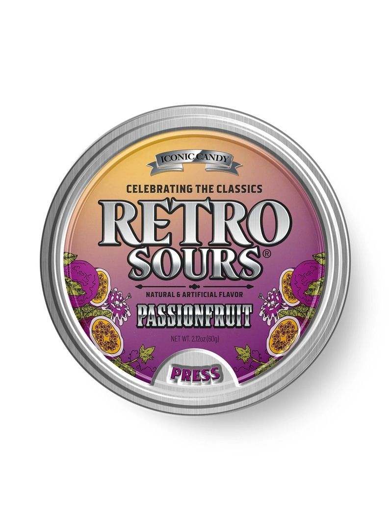 Retro Sours Passion Fruit Tin Candy