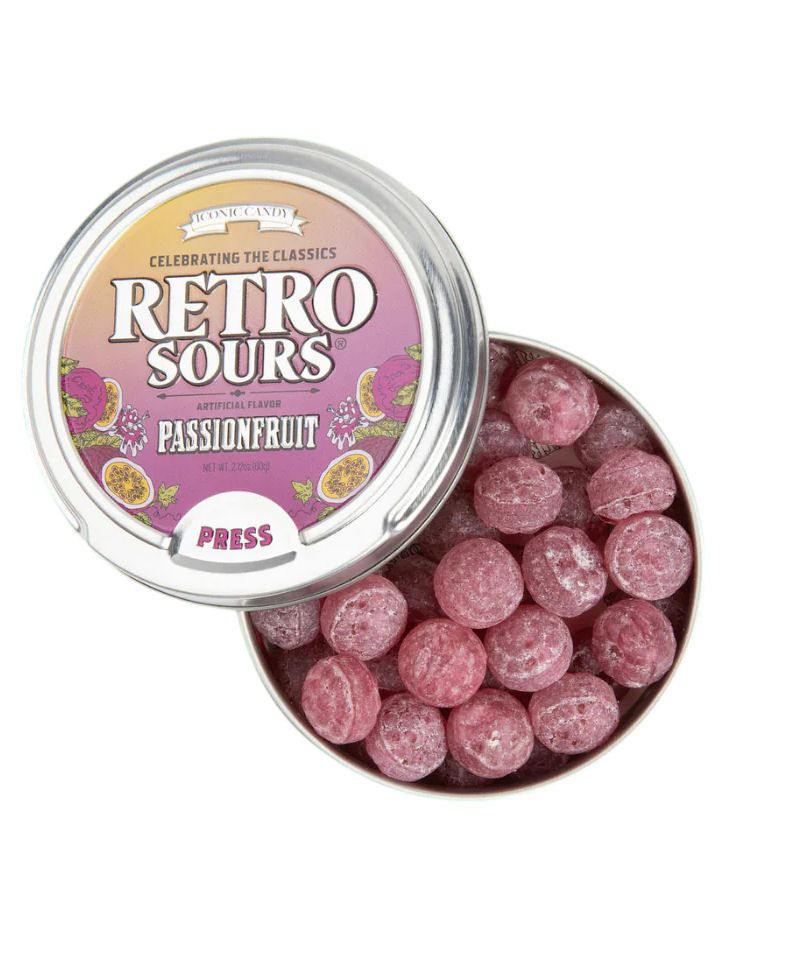 Retro Sours Passion Fruit Tin Candy