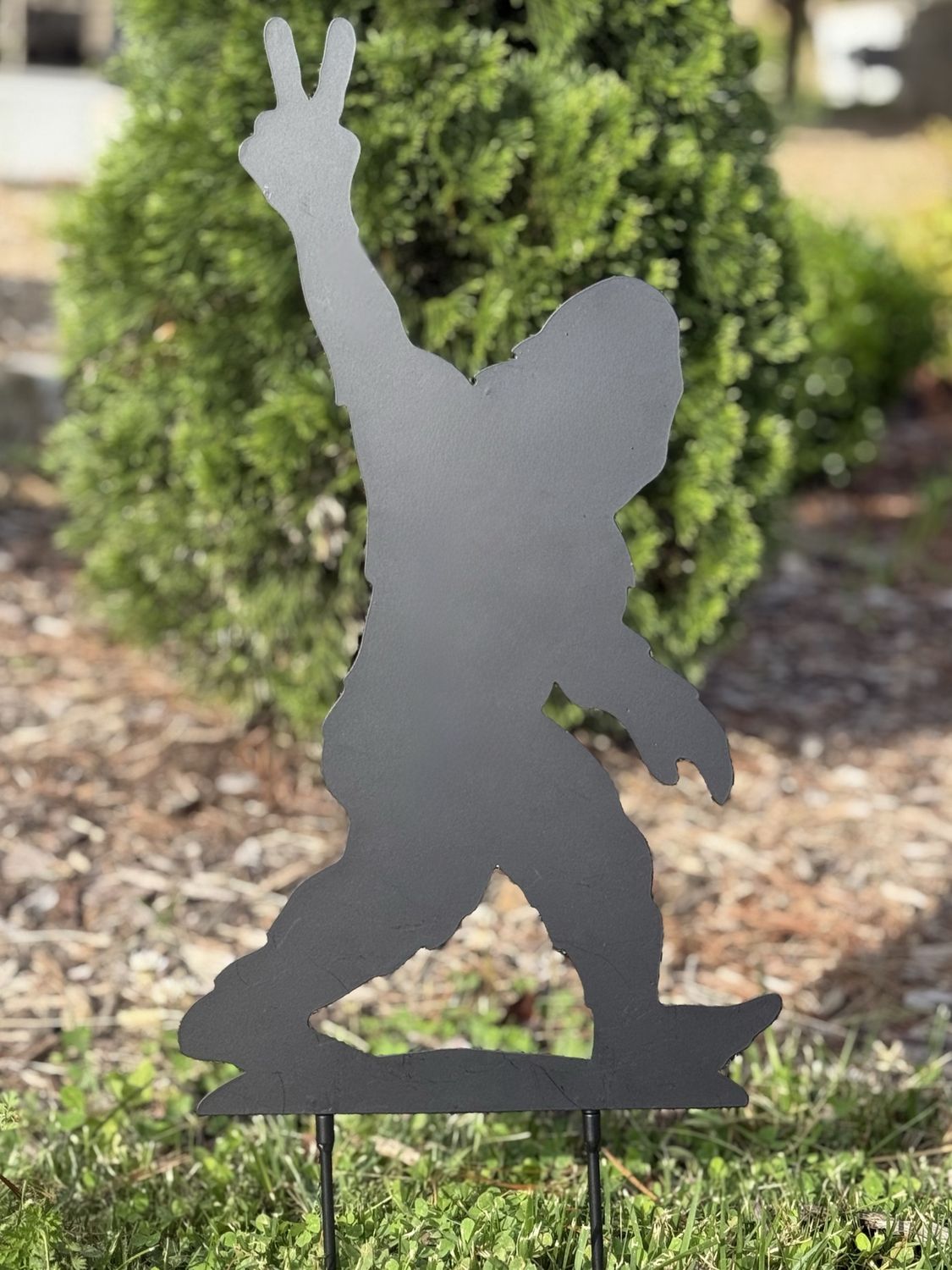 Peace Sign Bigfoot Iron Garden Stake