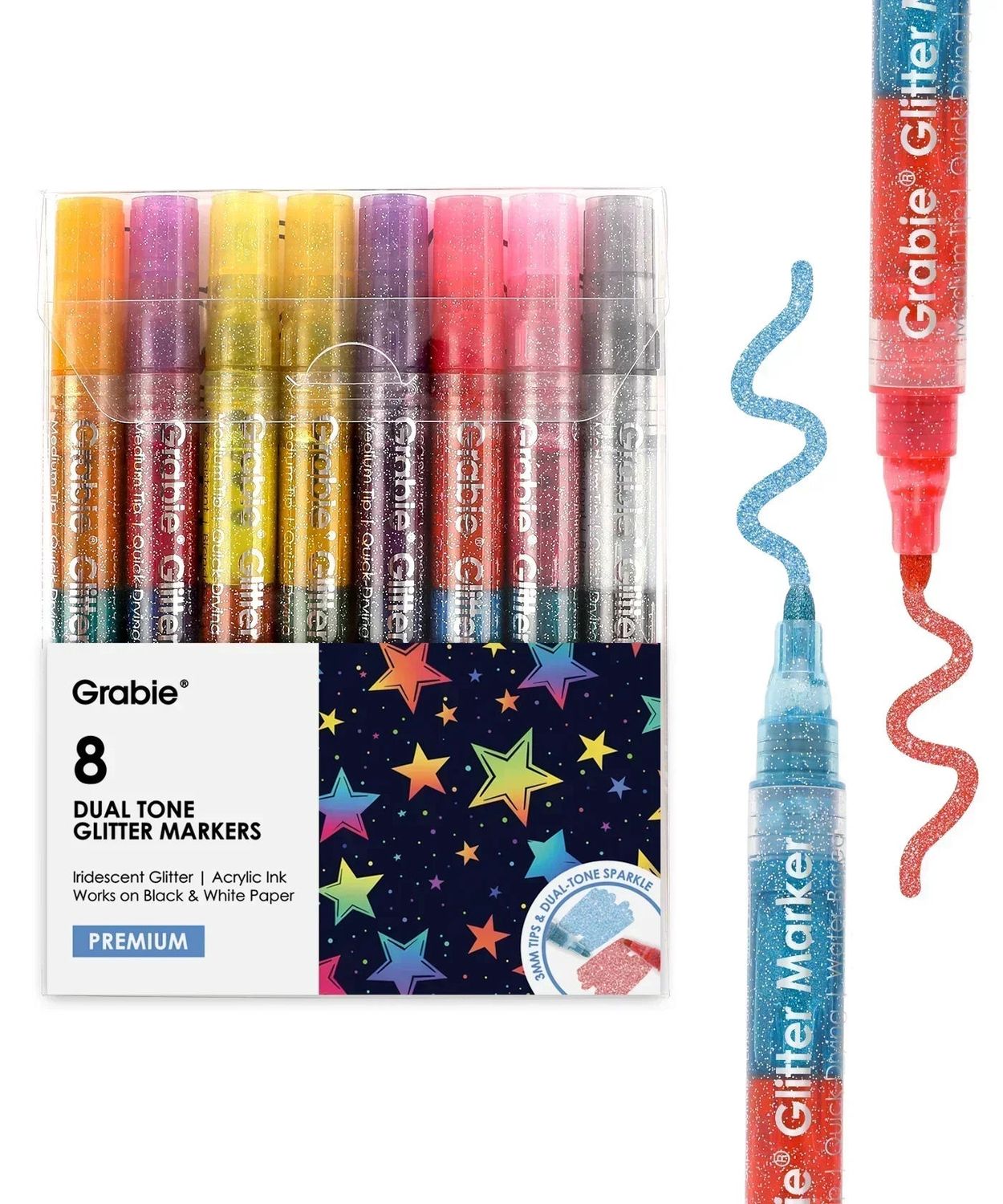 Dual Tone Glitter Markers 8 Pack
