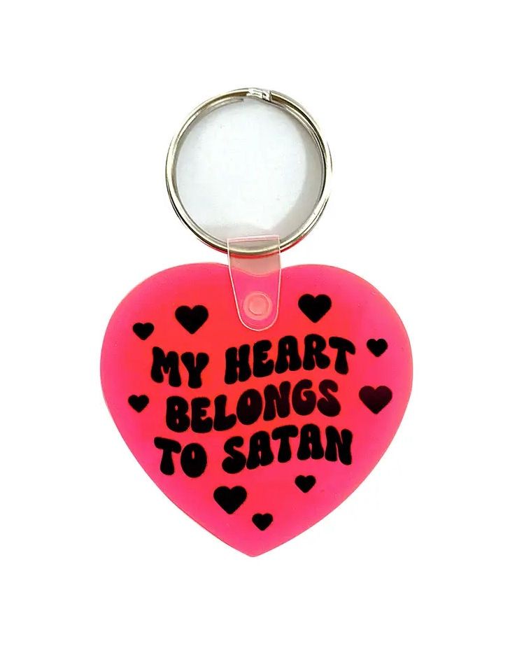 My Heart Belongs To Satan Heart Shaped Vinyl Keychain