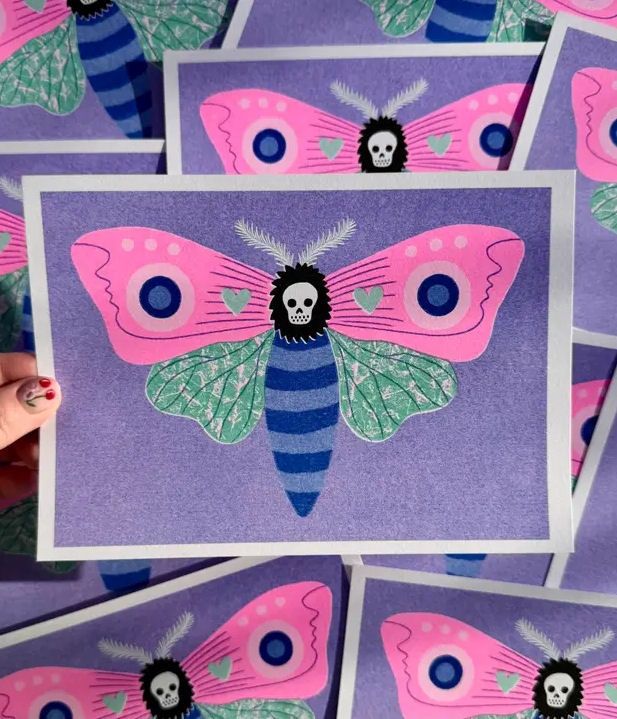 Death Moth A5 Risograph Print