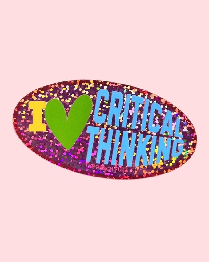 I Heart Critical Thinking Glitter Sticker
