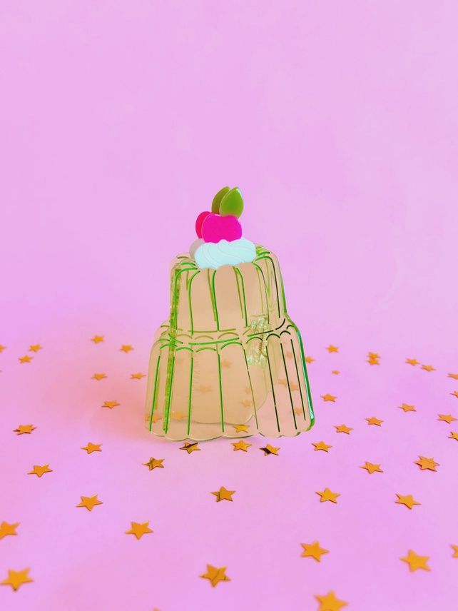 Green Jello Cake Hair Claw Clip