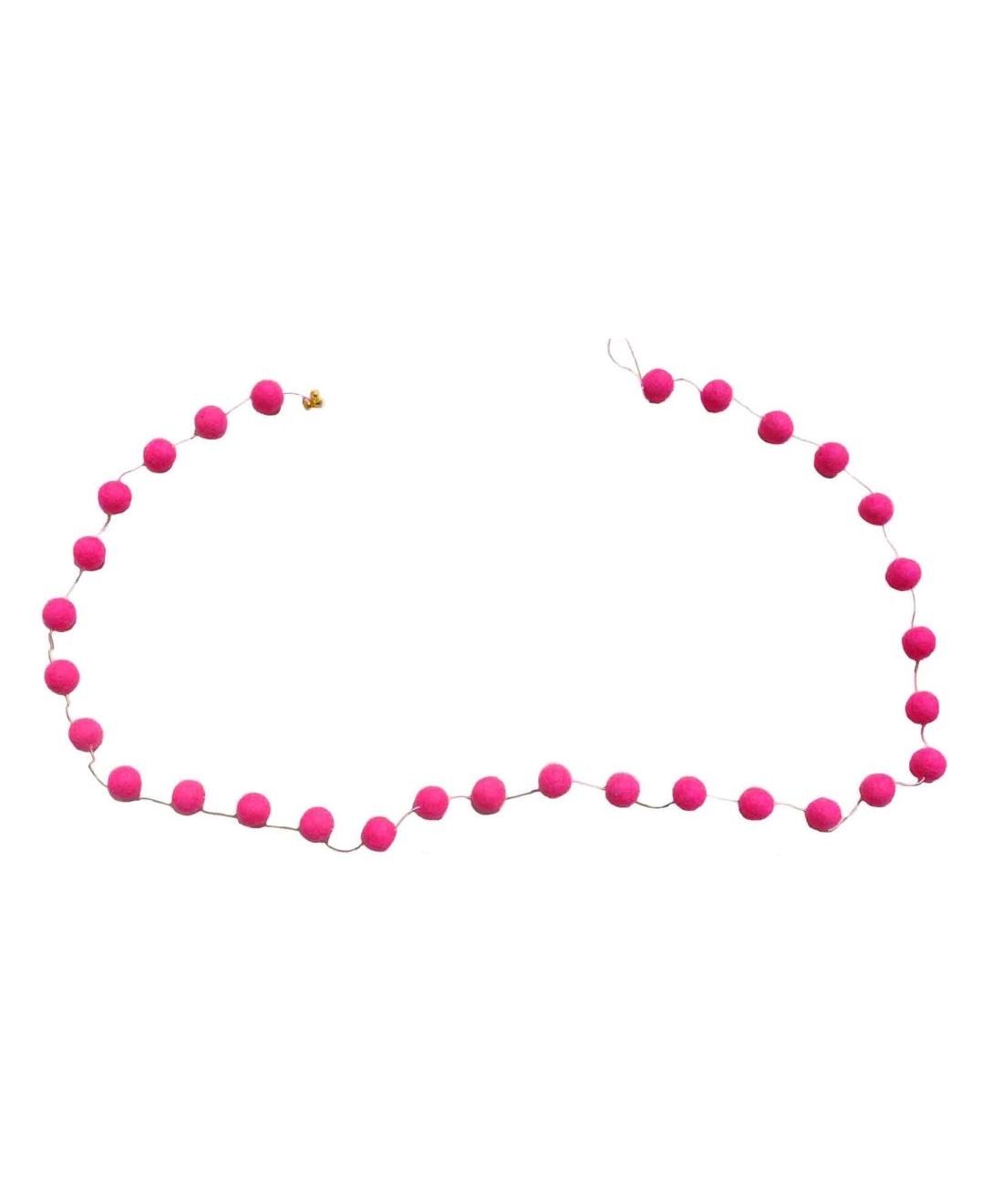 Vibrant Pink Felt Pompom Party Garland