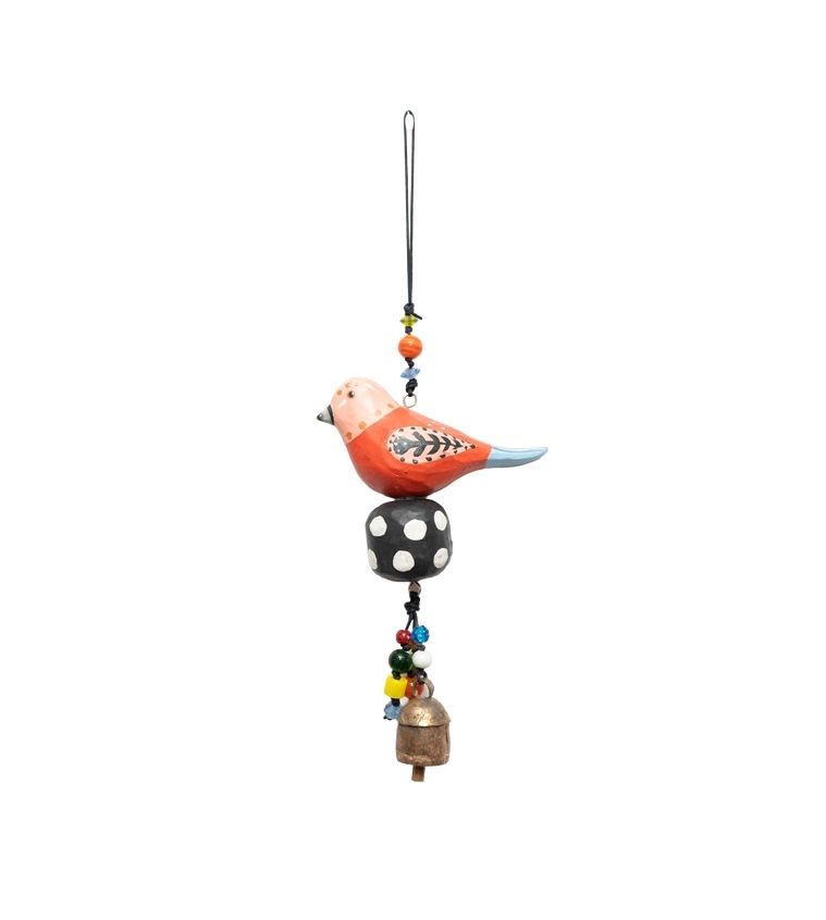 A Lonely Wooden Bird Beads And Bell