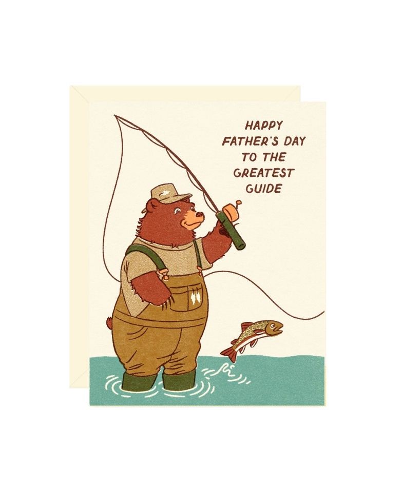 Happy Father's Day To The Greatest Guide Fly Fishing Bear Card
