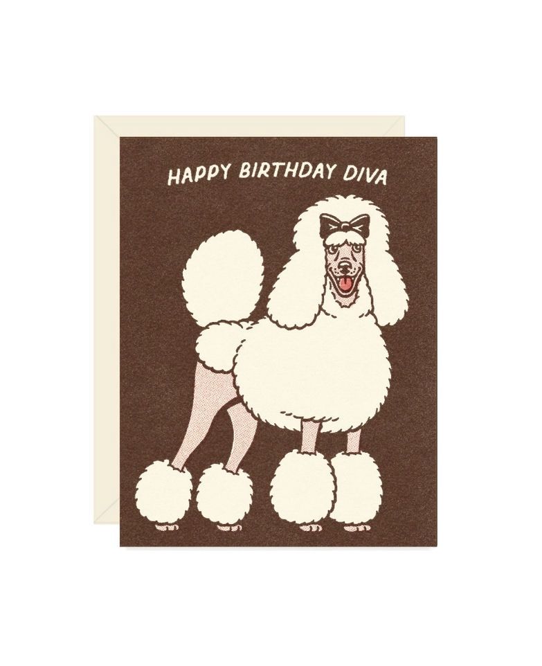Happy Birthday Diva Poodle Birthday Card