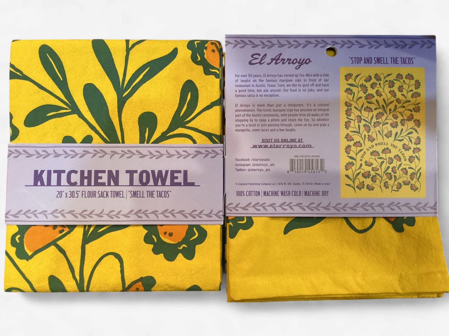 Stop And Smell The Tacos Flour Sack Kitchen Towel