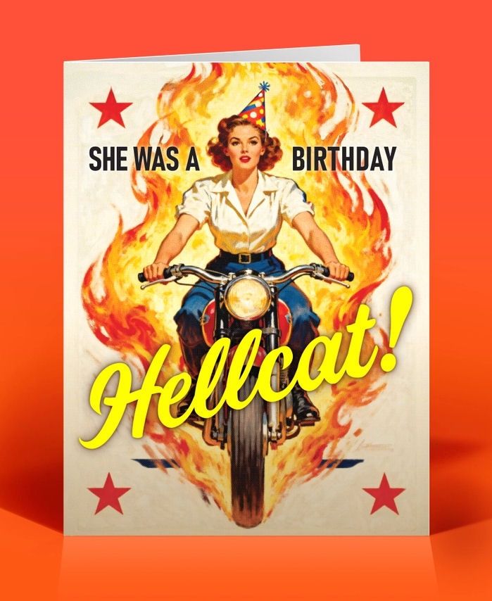She Was A Birthday Hellcat Card