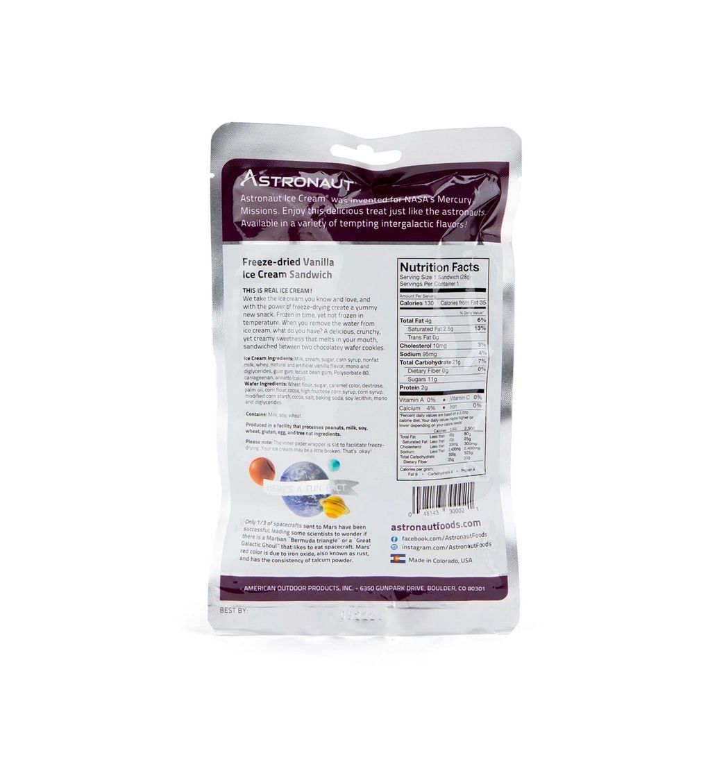 Astronaut Vanilla Ice Cream Freeze Dried Sandwich