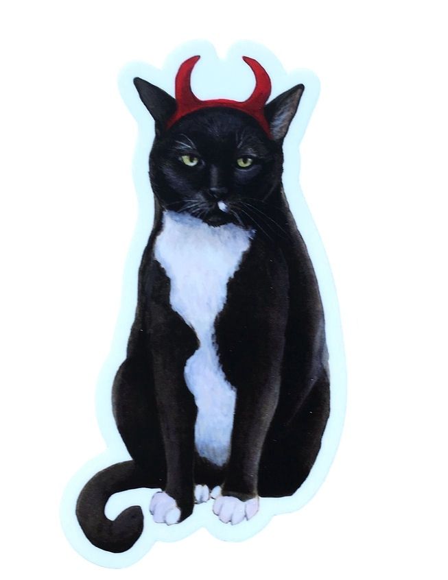 Cat Devil Horns Sticker