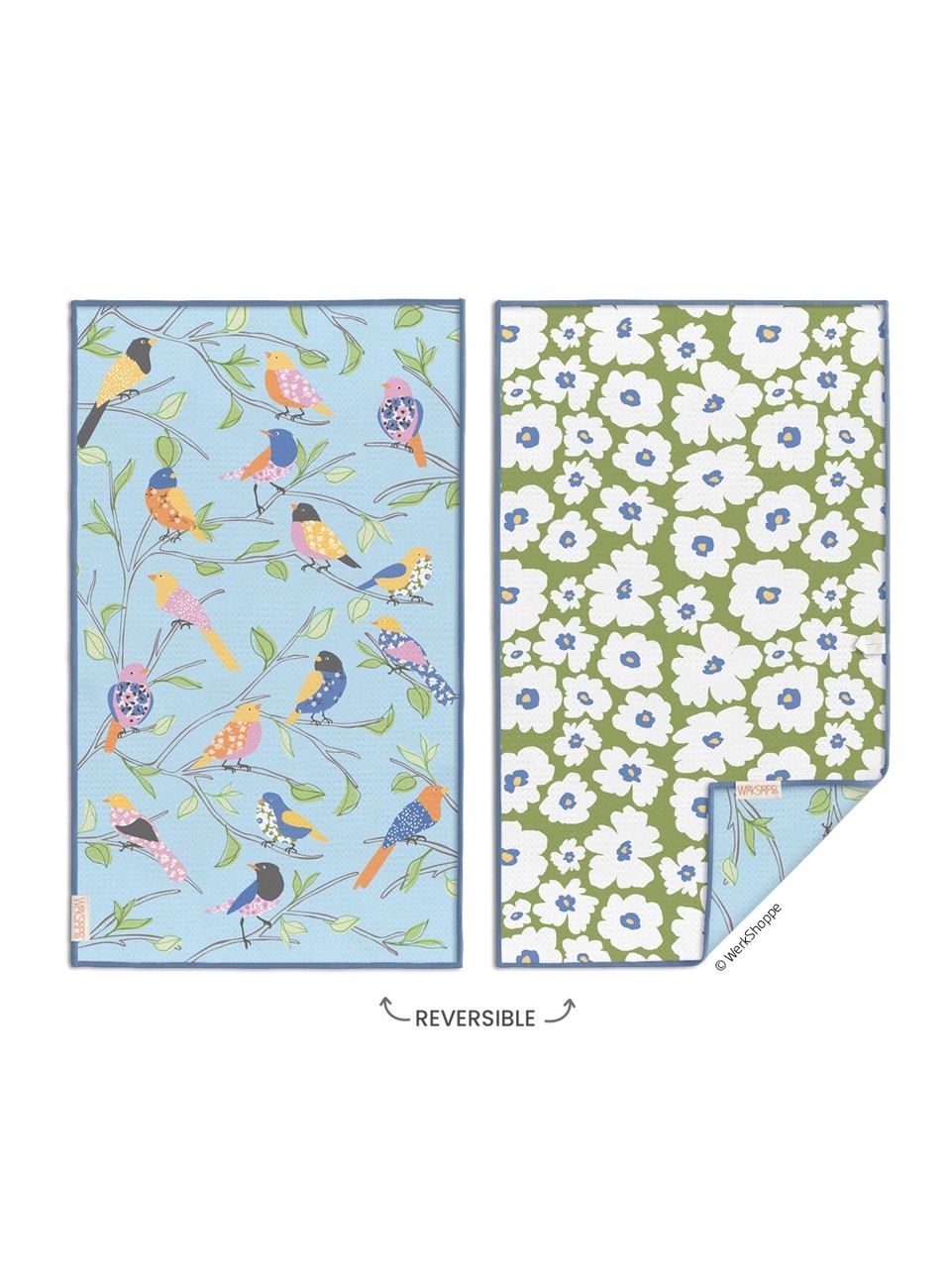 Floral Finch And Friends Reversible Microfiber Kitchen Towel