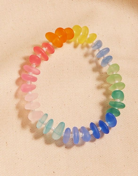Organic Shaped Faux Seaglass Bead Stretch Bracelet