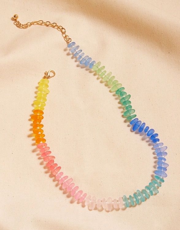 Organic Shaped Faux Seaglass Beaded Short Necklace