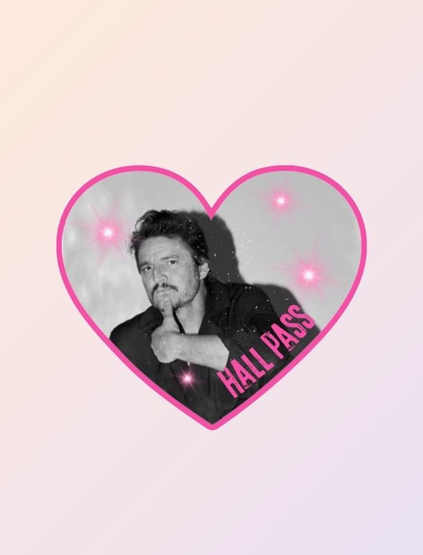 Pedro Pascal Heart Hall Pass Sticker
