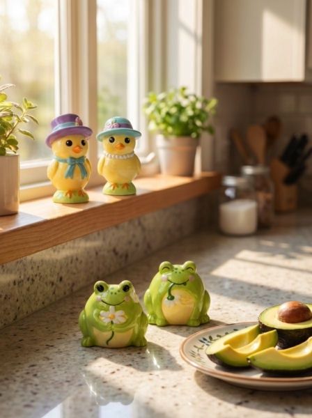 Frog And Flower Salt And Pepper Shaker Set