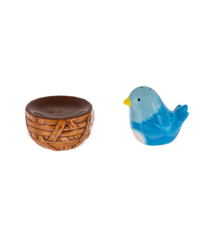 Blue Bird And Nest Stacking Salt And Pepper Shaker Set