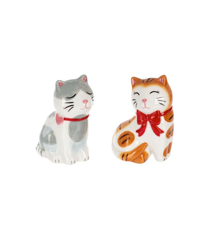 Orange And Grey Cat Salt And Pepper Shaker Set