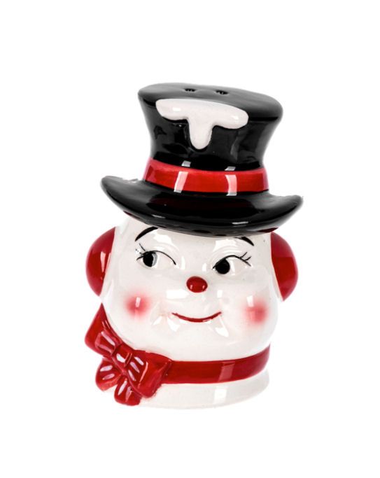 Snowman With Hat Stacking Salt And Pepper Shaker Set