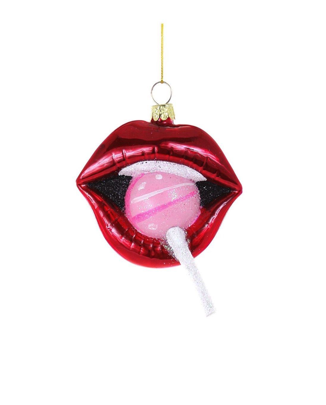 Lips With Sucker Glass Ornament
