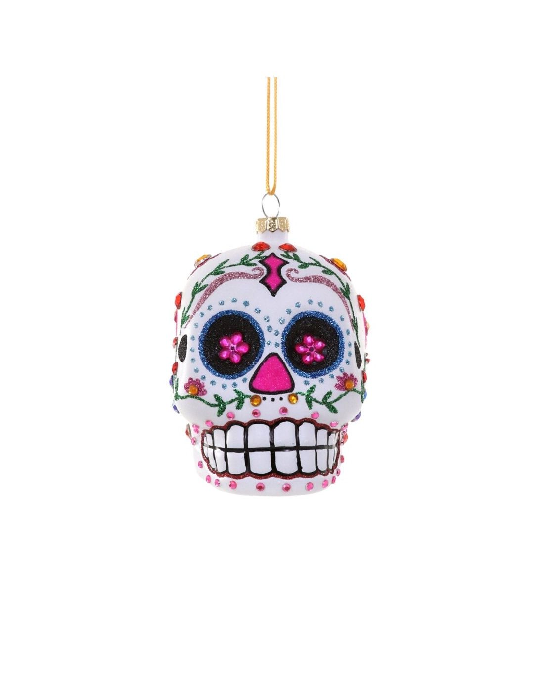 Sugar Skull Glass Ornament