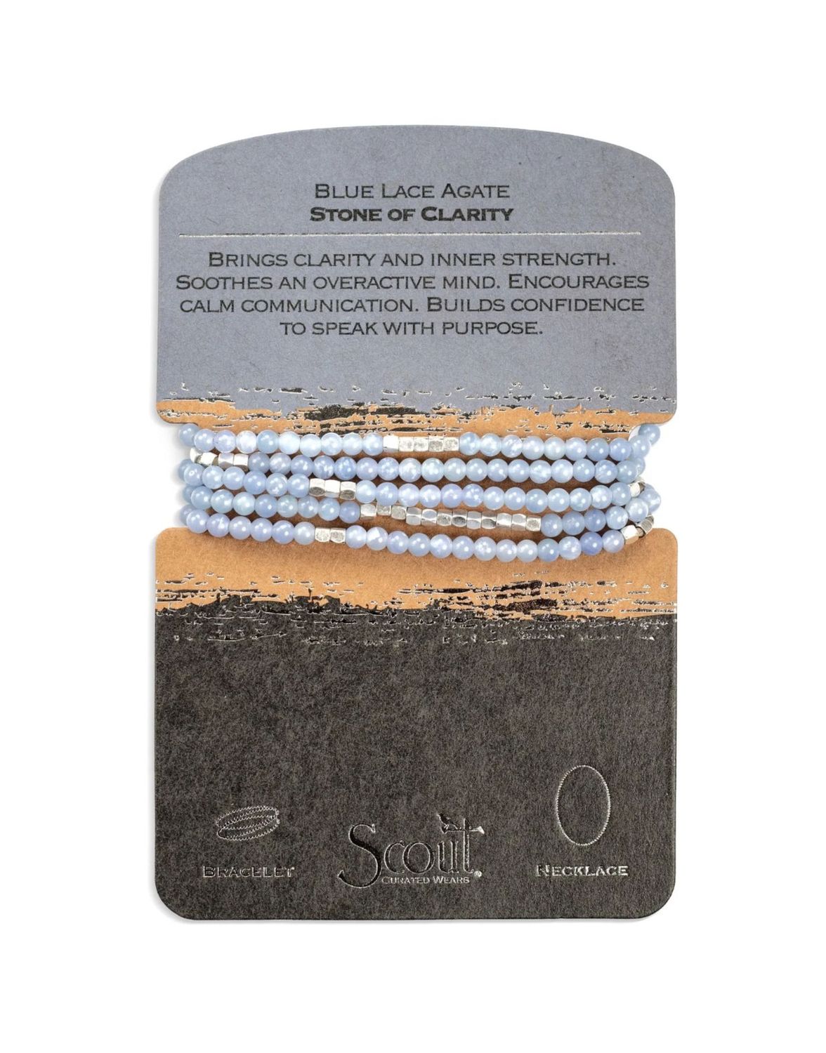 Blue Lace Agate - Stone Of Clarity Stone Silver Bracelet or Necklace