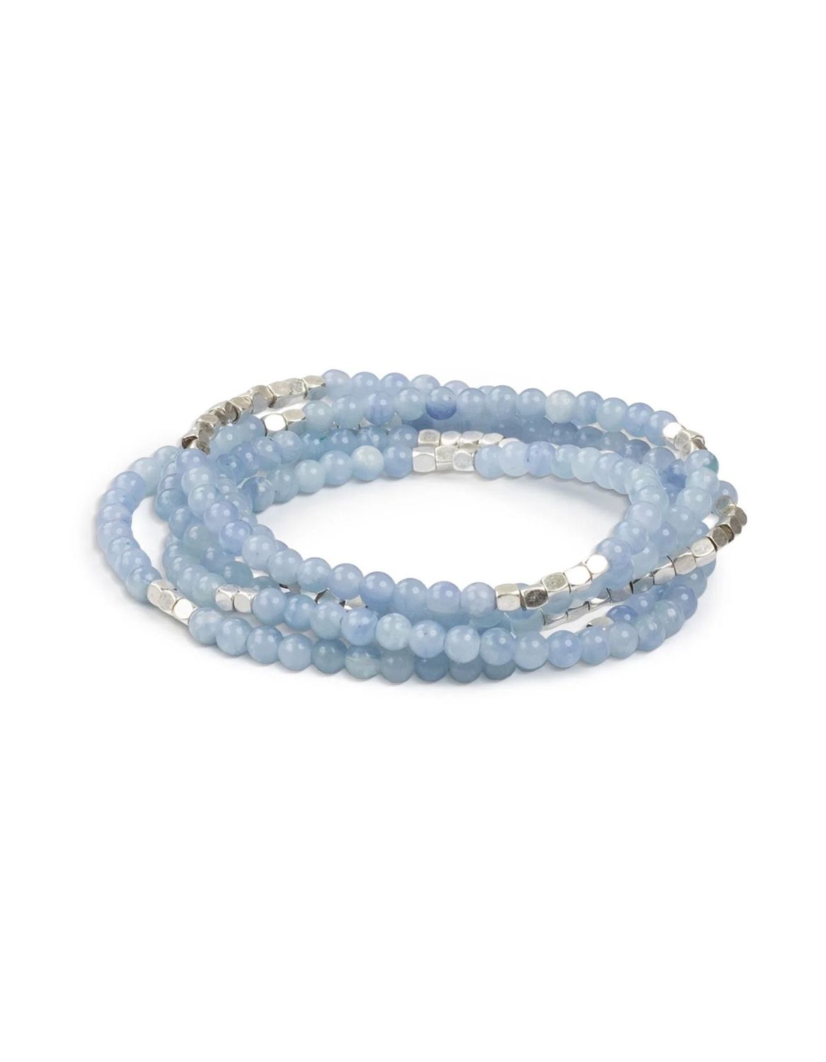 Blue Lace Agate - Stone Of Clarity Stone Silver Bracelet or Necklace