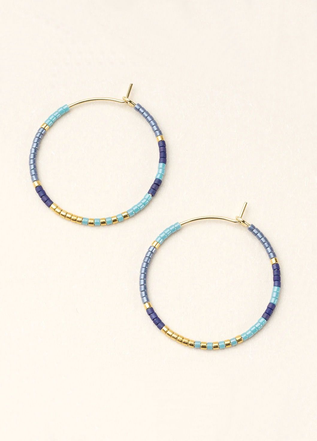 Cobalt Chromacolor Miyuki Small Hoop Gold Earrings