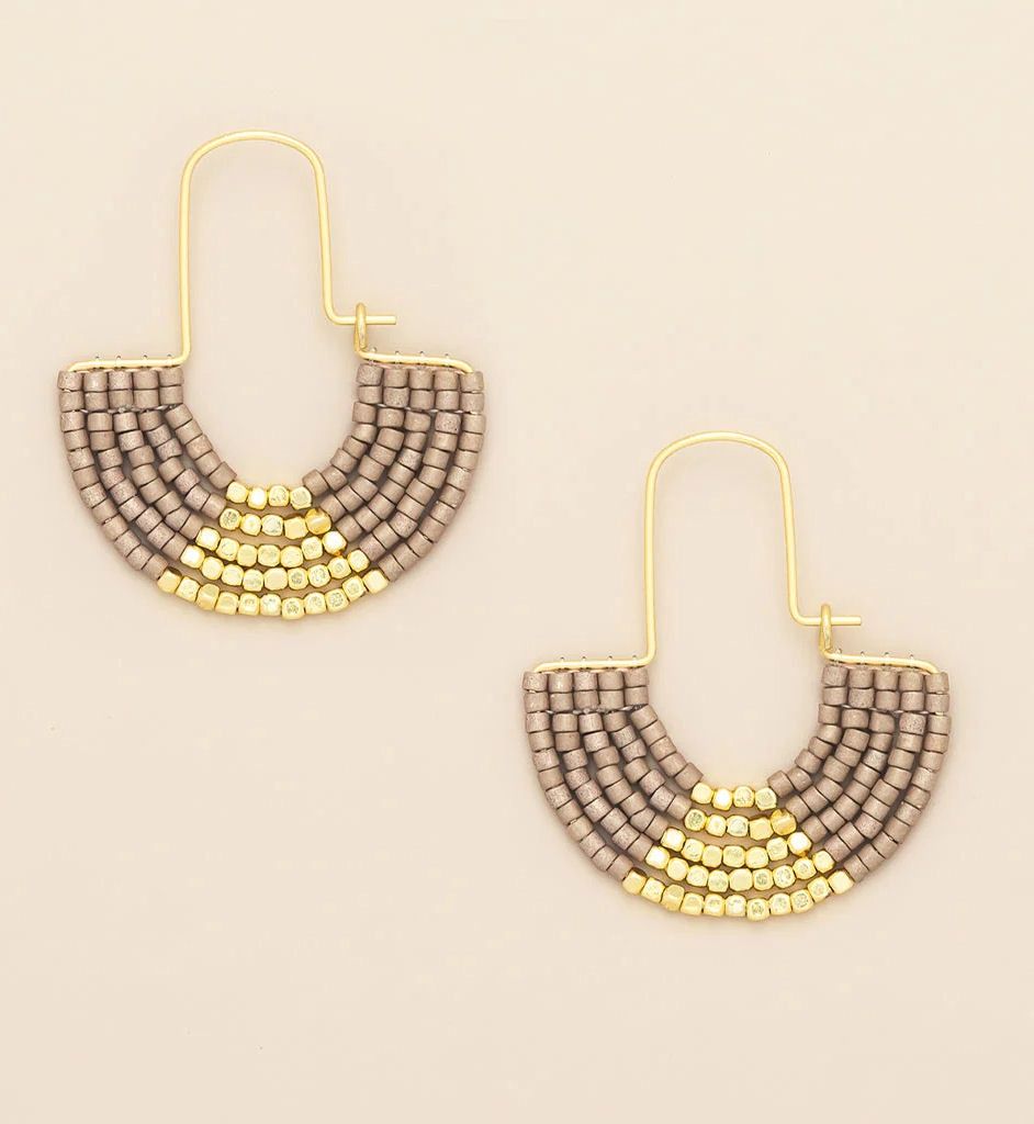 Chromacolor Miyuki Pewter Gold U-Hoop Earrings