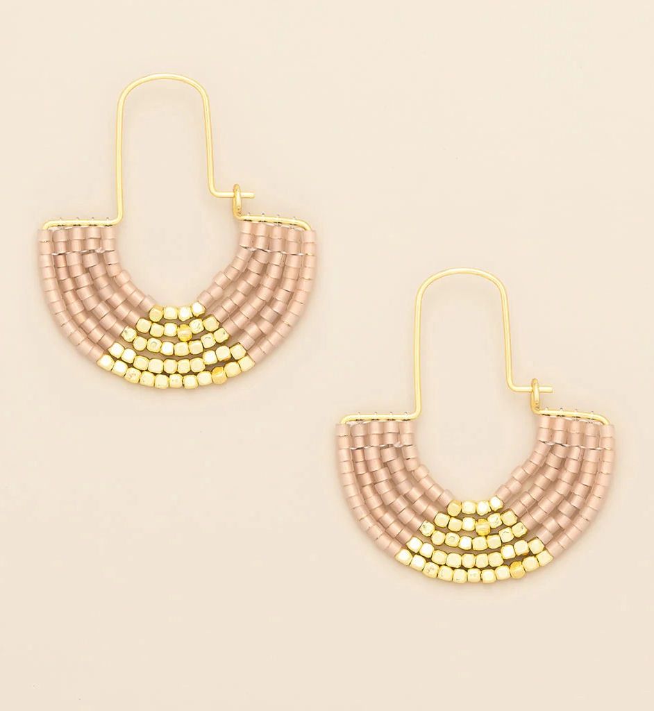 Chromacolor Miyuki Blush Gold U-Hoop Earrings