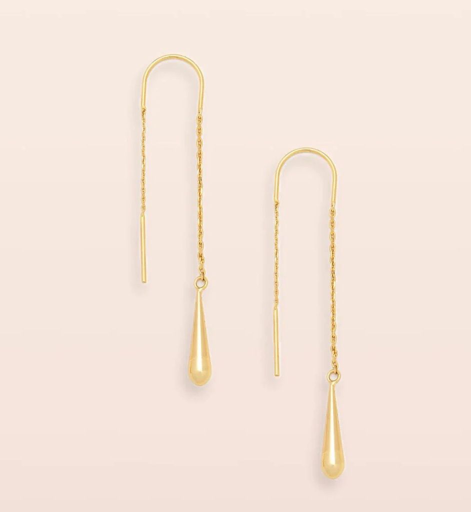 Refined Teardrop Threader Gold Earrings