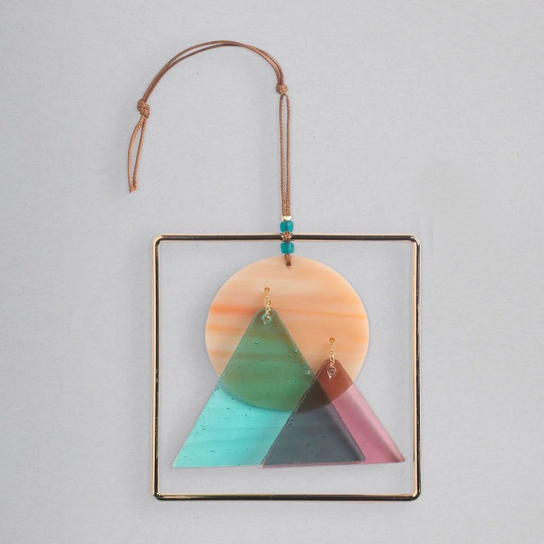 Sunset Mountains Stained Glass Light Catcher