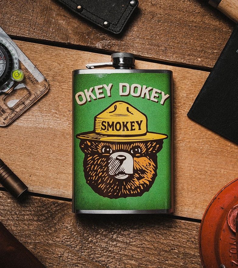 Okey Dokey Smokey Bear Flask